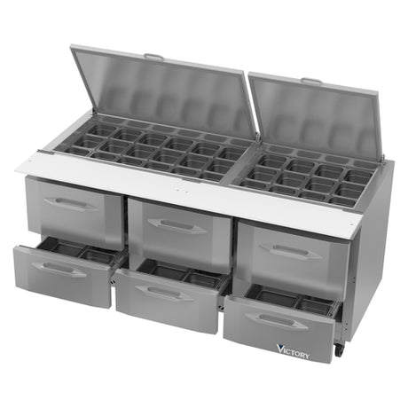 Victory Refrigeration VSPD72HC-30B-6 UltraSpec™ Refrigerated Prep Tables