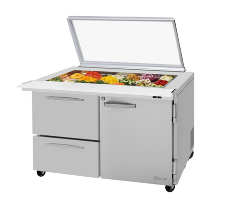 Turbo Air PST-48-18-D2R(L)-N-GL PRO Refrigerated Prep Tables