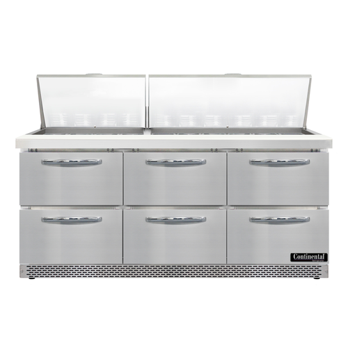 Continental Refrigerator D72N30M-FB-D Designer Line Refrigerated Prep Tables