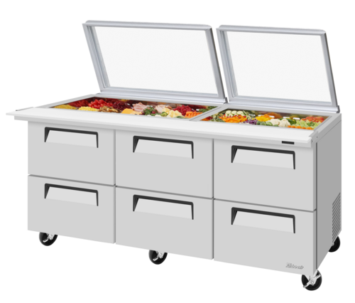 Turbo Air TST-72SD-30-D6-N-GL Super Deluxe Refrigerated Prep Tables