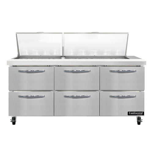 Continental Refrigerator SW72N27M-D Mighty Top Refrigerated Prep Tables