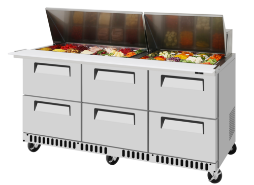 Turbo Air TST-72SD-30-D6-FB-N Super Deluxe Refrigerated Prep Tables