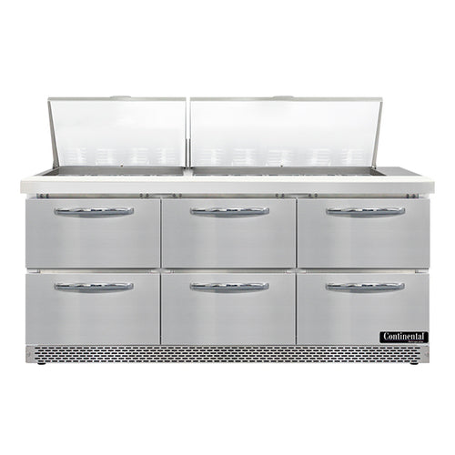 Continental Refrigerator SW72N27M-FB-D Mighty Top Refrigerated Prep Tables