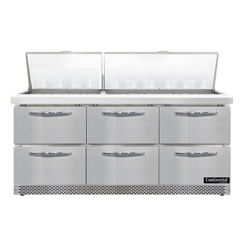 Continental Refrigerator SW72N30M-FB-D Mighty Top Refrigerated Prep Tables