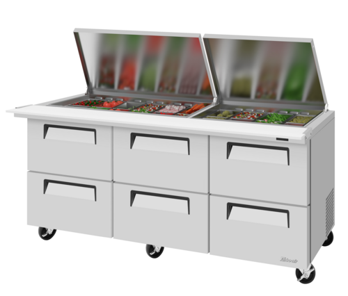 Turbo Air TST-72SD-30-D6-N-FL Super Deluxe Refrigerated Prep Tables