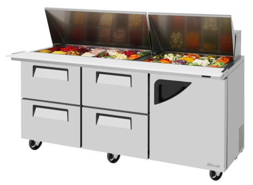 Turbo Air TST-72SD-30-D4R-N Super Deluxe Refrigerated Prep Tables