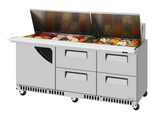 Turbo Air TST-72SD-30-D4R(L)-FB-N Super Deluxe Refrigerated Prep Tables